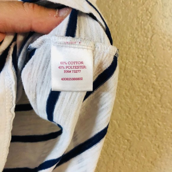 SO Perfect Relaxed V-neck Pocket Shirt, Navy/White Striped (M) - Picture 6 of 7